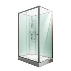 Schulte cabine de douche intégrale complète avec porte coulissante, 120 x 80 cm, verre 5 mm,paroi latérale à droite, ouverture vers la gauche, Ibiza 1