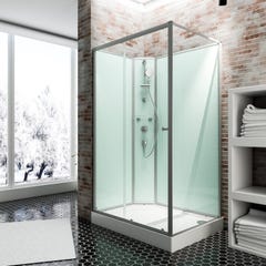 Schulte cabine de douche intégrale complète avec porte coulissante, 120 x 80 cm, verre 5 mm,paroi latérale à droite, ouverture vers la gauche, Ibiza 0