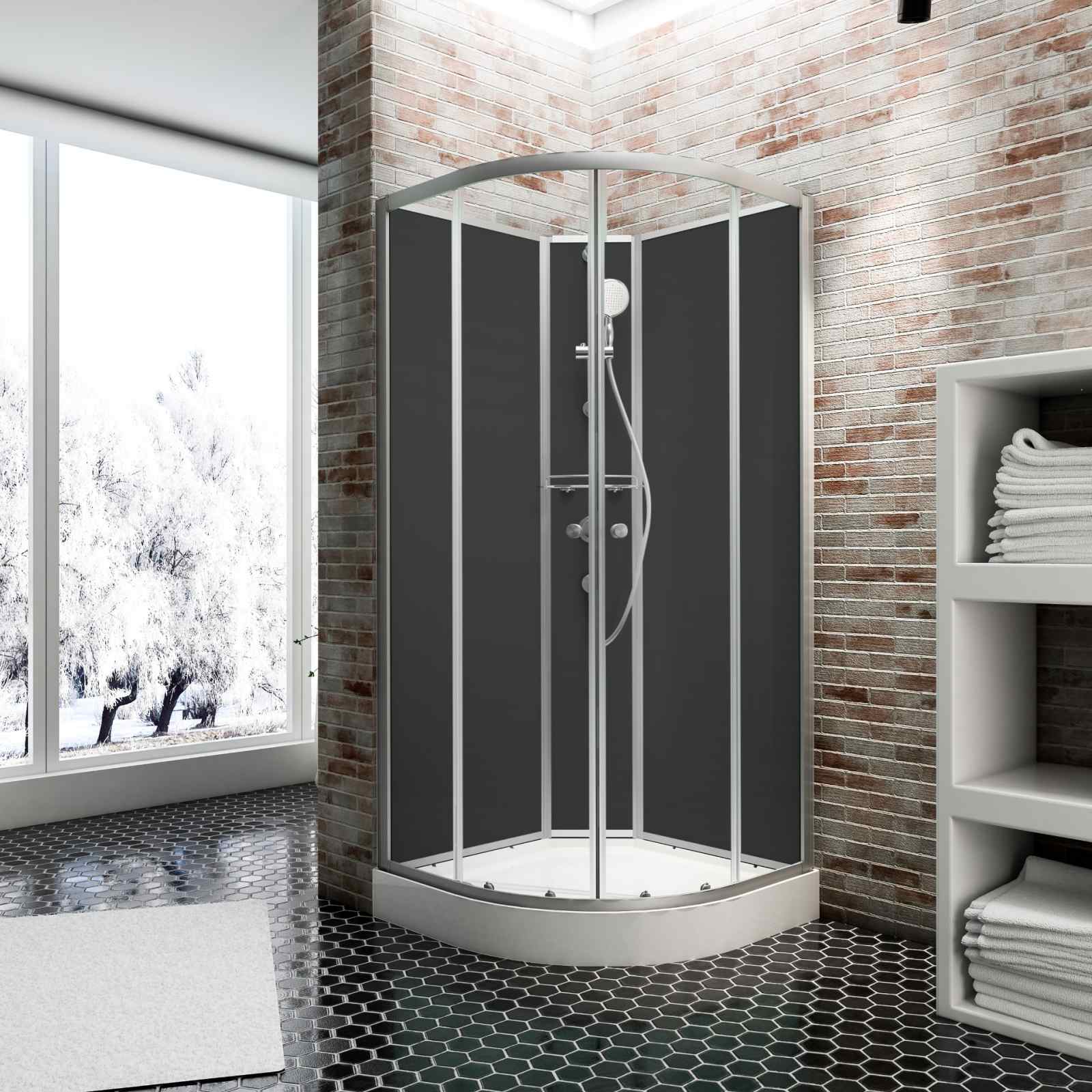 Schulte cabine de douche intégrale, 90 x 90 cm, avec porte coulissante, parois fixes, receveur, panneaux muraux et robinetterie, Verona 0