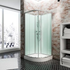 Schulte cabine de douche intégrale 90 x 90 cm, verre 5 mm, cabine de douche complète arrondie, Ibiza