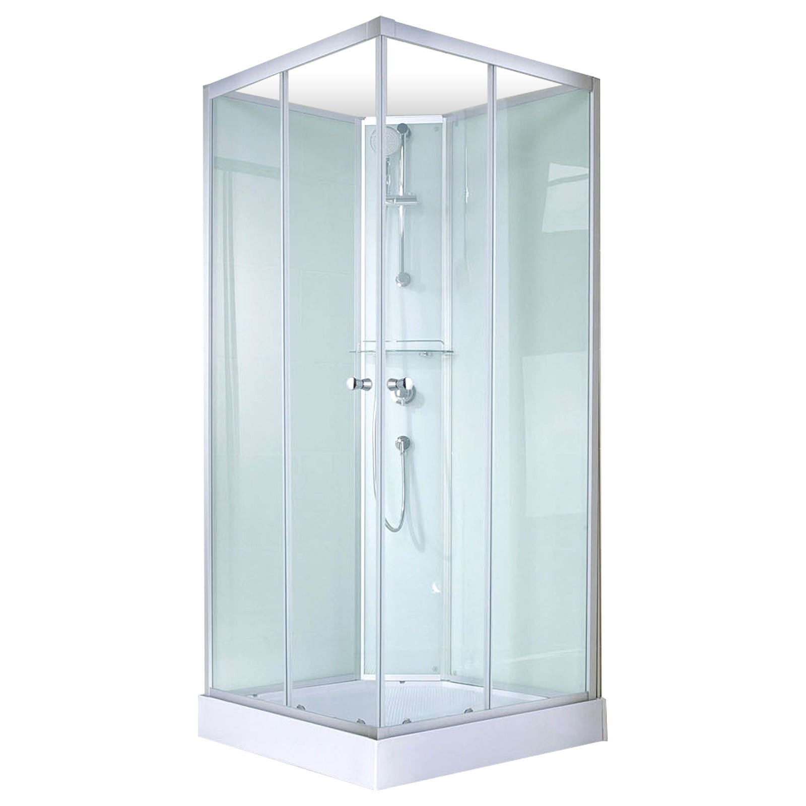 Schulte cabine de douche intégrale 90 x 90 cm, verre 5 mm, cabine de douche complète carrée, Ibiza 1