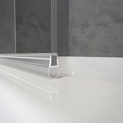 Schulte pare-baignoire rabattable, 70 x 130 cm, verre 5 mm transparent, paroi de baignoire 1 volet, écran de baignoire pivotant, profilé blanc 3