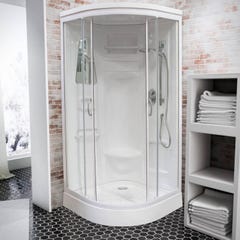 Schulte cabine de douche intégrale arrondie, 90 x 90 cm, cabine de douche complète, coloris blanc, Helgoland III
