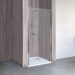 Schulte porte de douche pivotante, 75 x 190 cm, verre 5 mm transparent, profilé aspect chromé