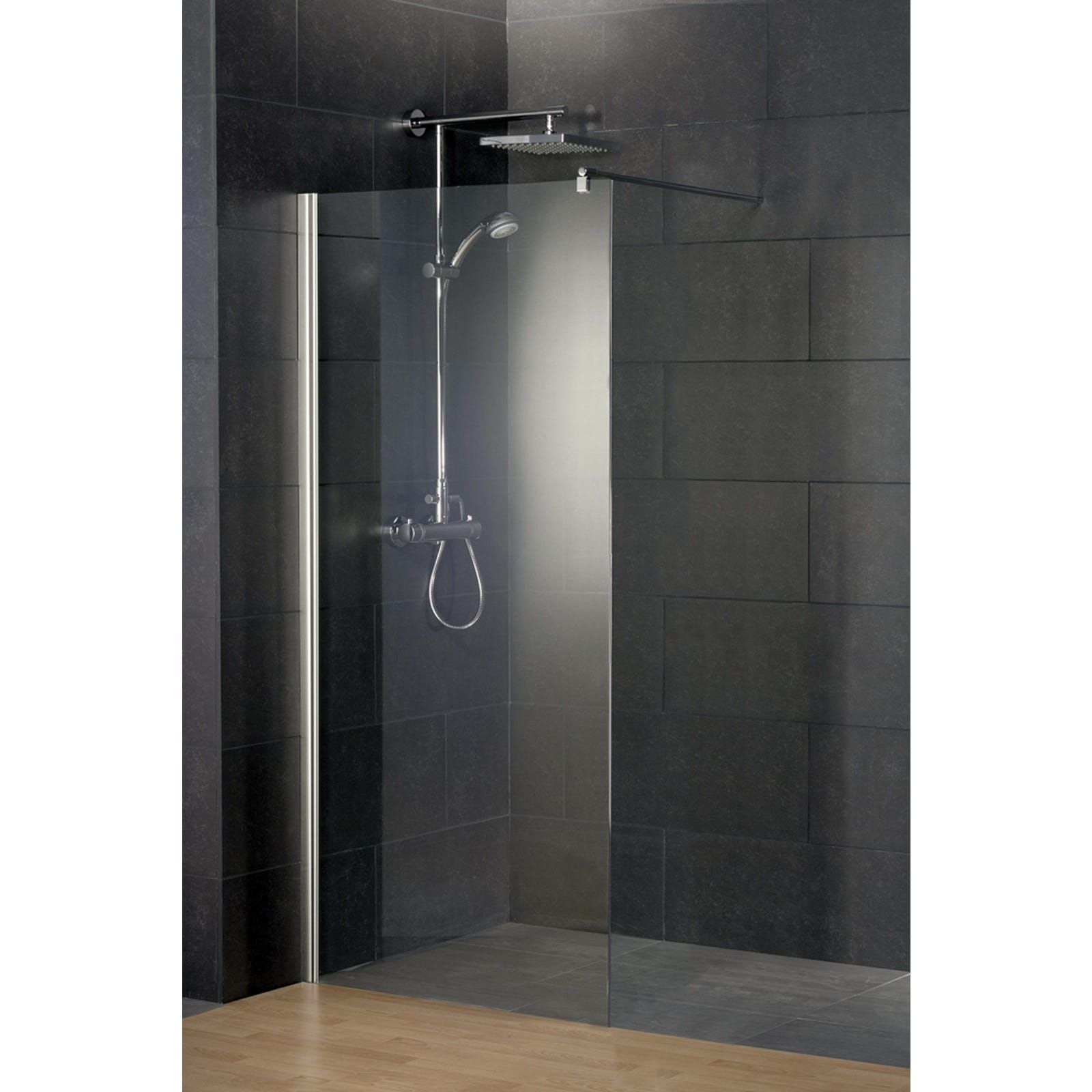 Schulte paroi de douche à l'italienne, 120 x 190 cm, paroi fixe Walk In, profilé aspect chromé, Style, verre 6 mm 0