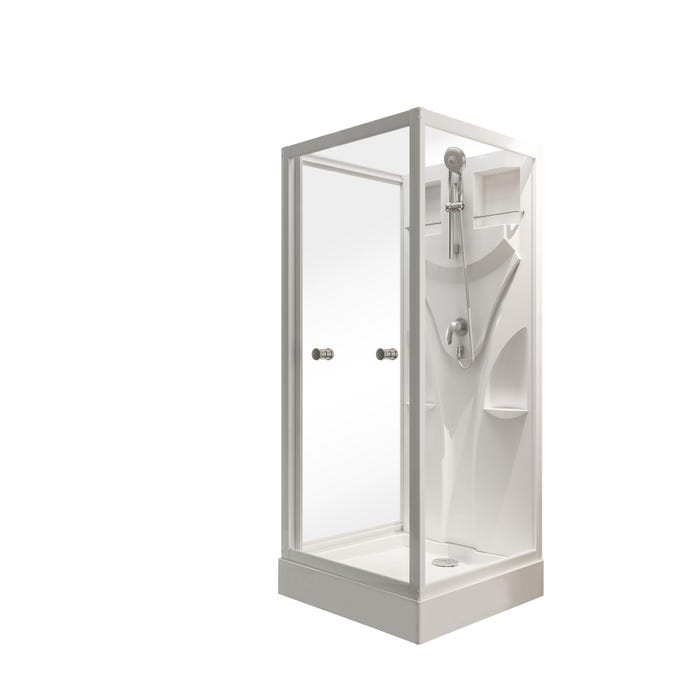 Schulte cabine de douche intégrale, 80 x 80 x 210 cm, verre de sécurité 5 mm, cabine de douche complète, blanc alpin, Juist 1