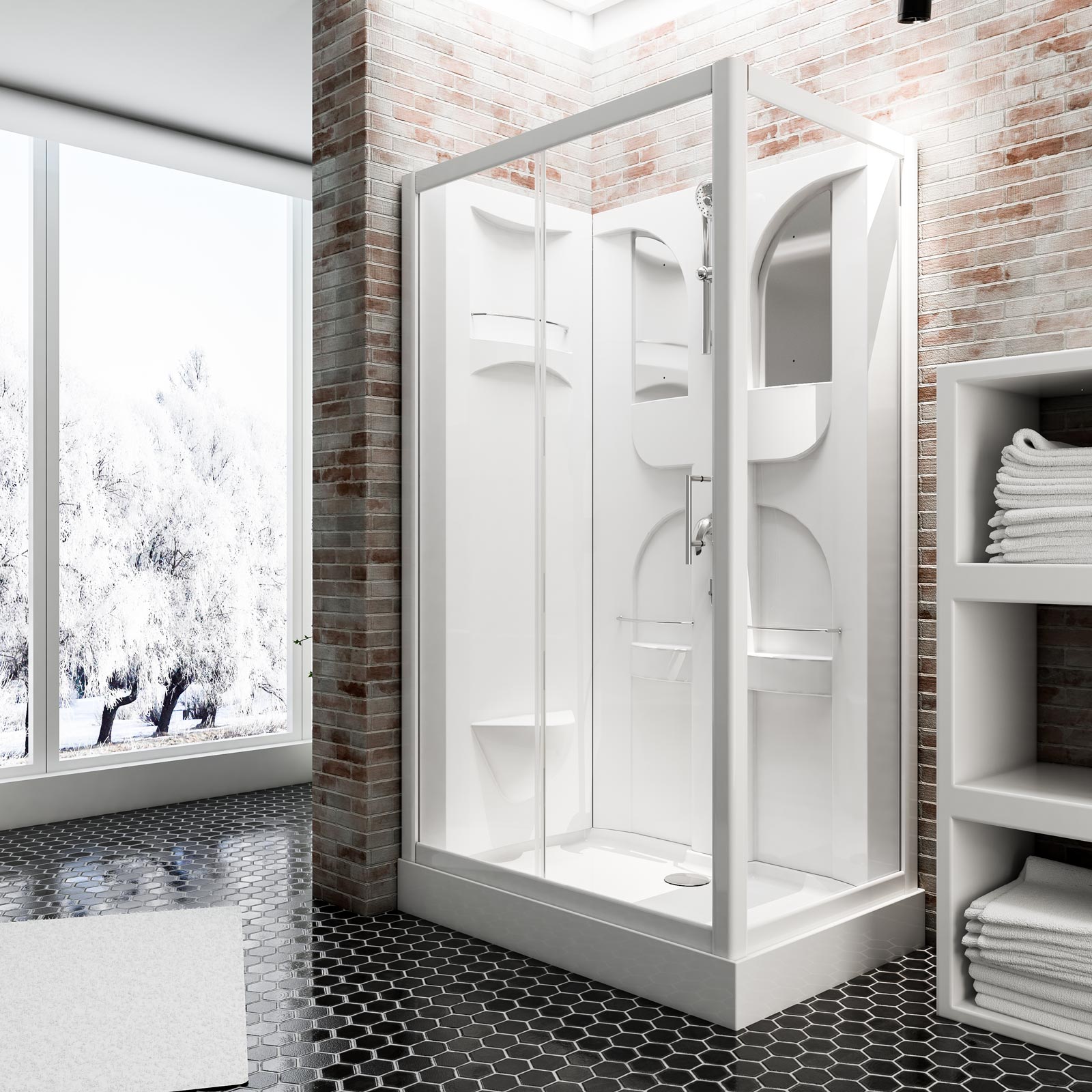 Cabine de douche intégrale complète Malta, 120 x 80 x 210 cm, verre de sécurité transparent 5 mm, face arrière et profilés blancs, SCHULTE
