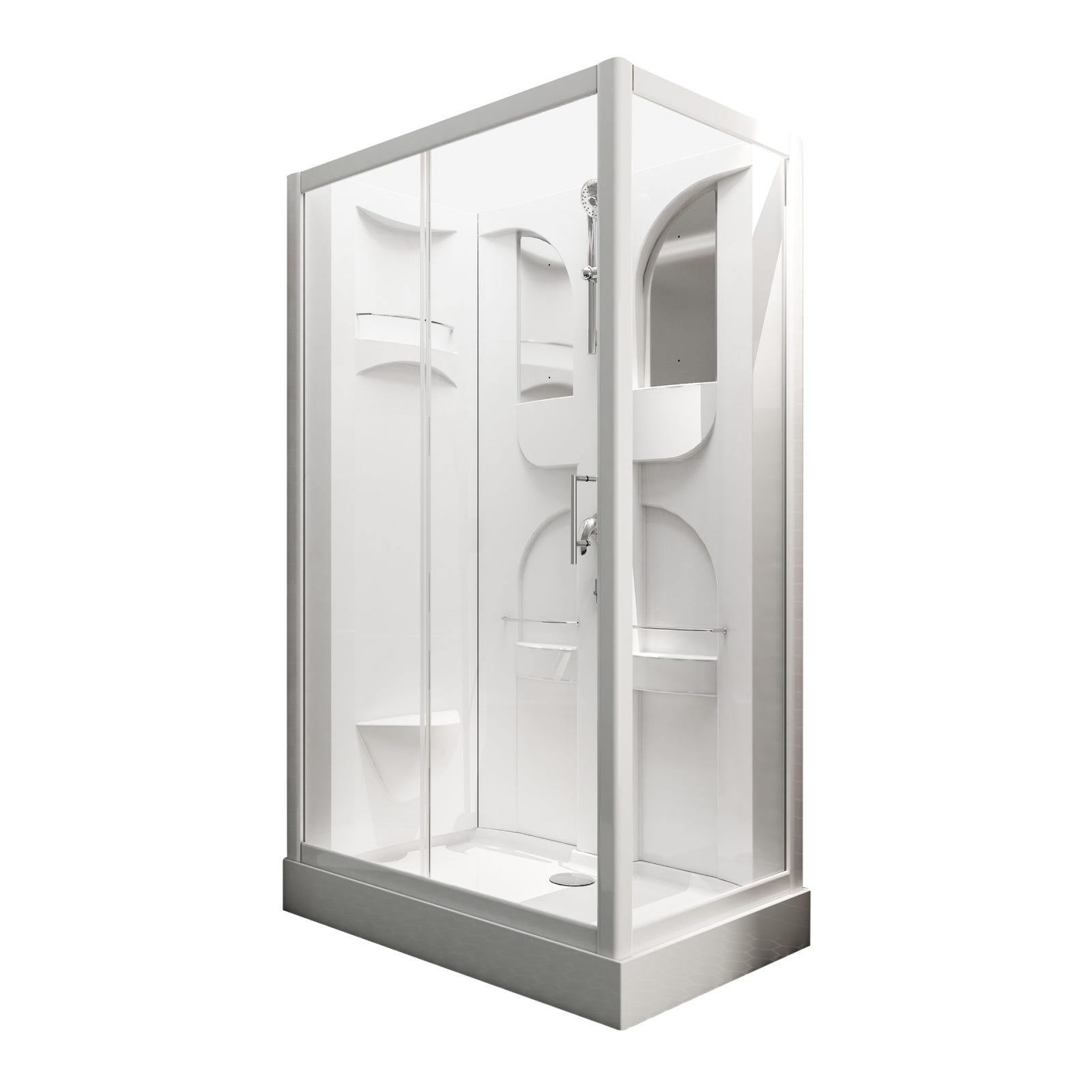 Schulte cabine de douche intégrale 120 x 80 x 210 cm, verre de sécurité transparent 5 mm, face arrière et profilés blancs, Malta 1