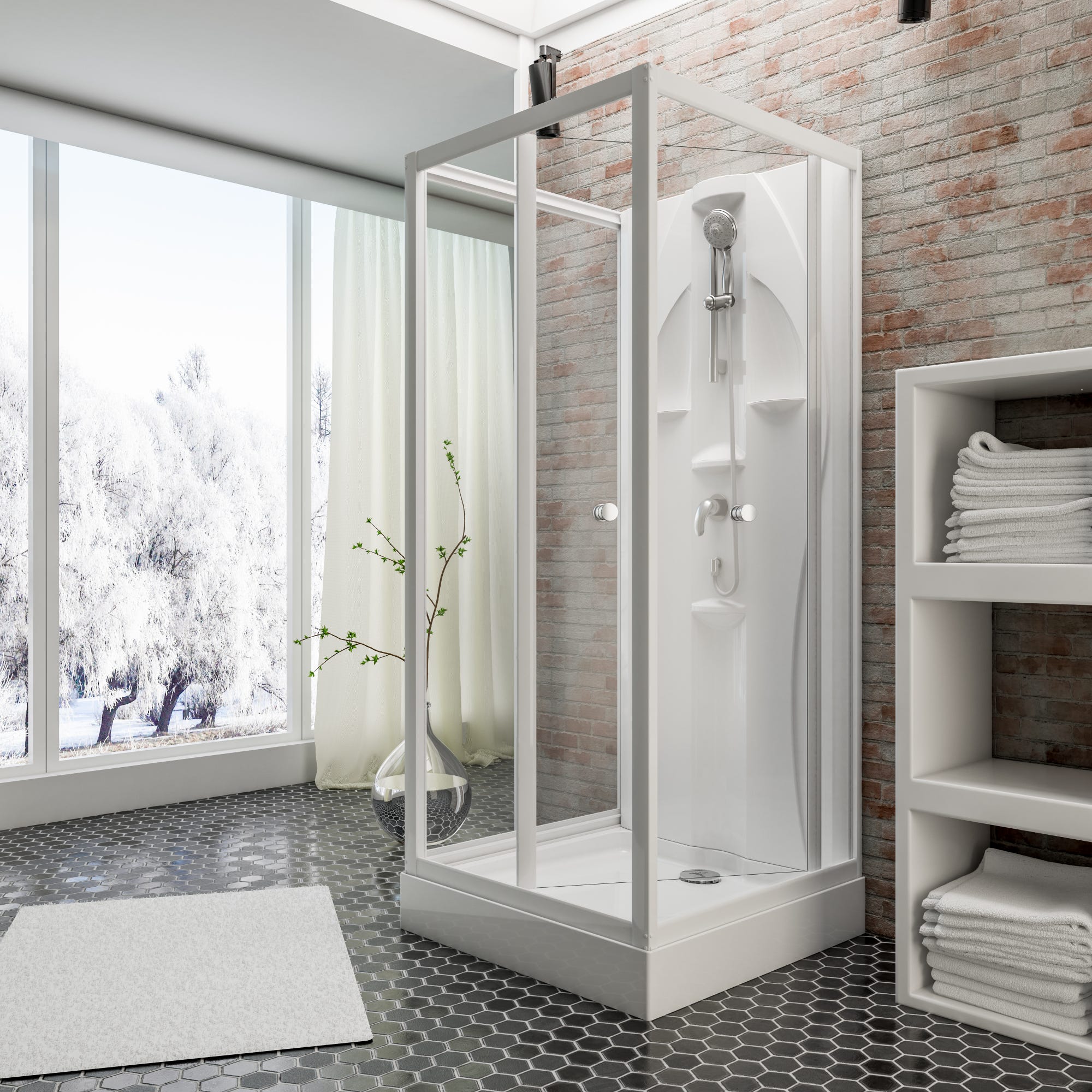 Schulte cabine de douche intégrale, 90 x 90 x 210 cm, verre de sécurité 5 mm, cabine de douche complète, blanc alpin, Juist 0