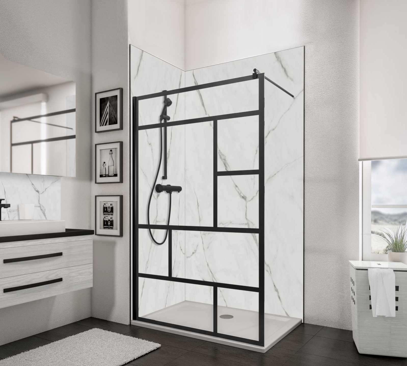 Schulte paroi de douche à l'italienne 120x200 cm, profilé noir à
