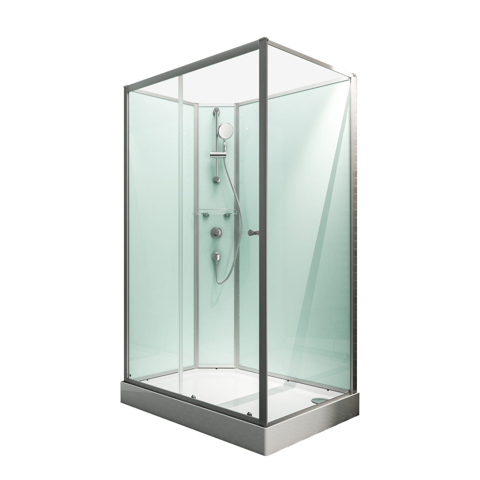Schulte cabine de douche intégrale complète avec porte coulissante, 160 x 90 cm, verre 5 mm, paroi latérale à droite, ouverture vers la gauche, Ibiza 1