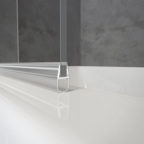 Schulte pare-baignoire rabattable pivotant, 80 x 140 cm, verre 5 mm transparent, paroi de baignoire mobile 1 volet, profilé blanc 3