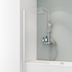 Schulte pare-baignoire rabattable pivotant, 80 x 140 cm, verre 5 mm transparent, paroi de baignoire mobile 1 volet, profilé blanc