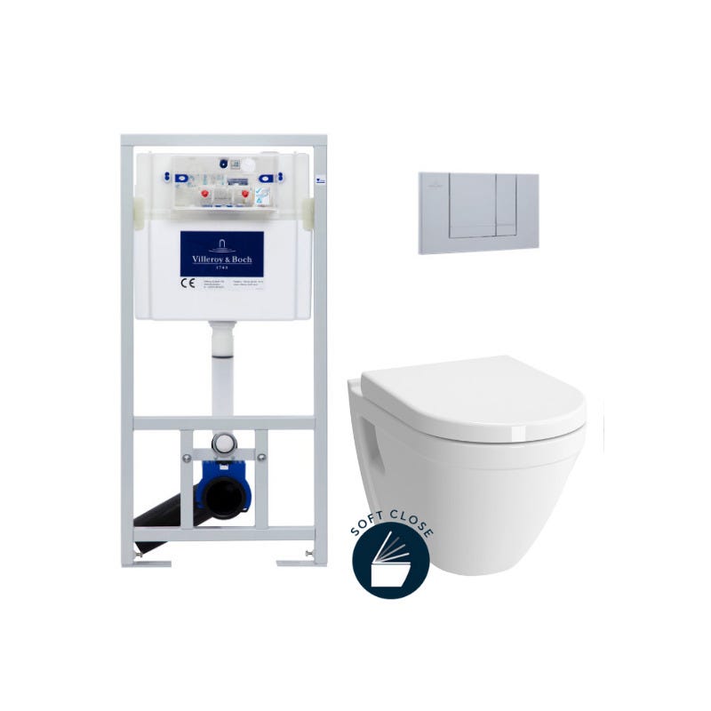 Villeroy & Boch Pack WC bâti-support + WC suspendu Vitra S50 + Abattant softclose + Plaque chrome (ViConnectS50-3) 0