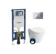 Geberit Pack WC bâti-support UP720 extra-plat + WC suspendu Vitra S50 + Abattant softclose + Plaque chrome (SLIM-S50-N)