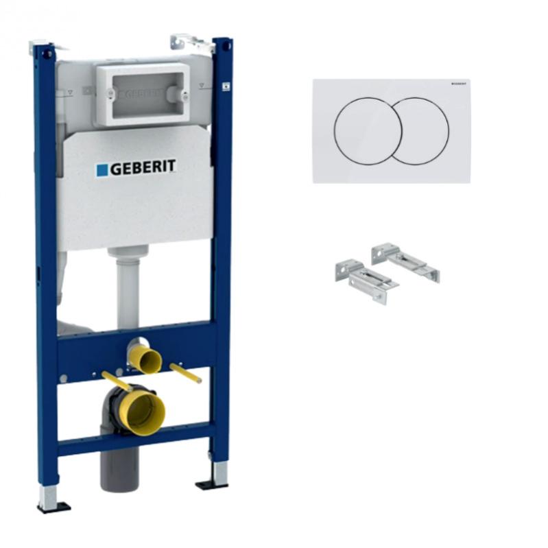 Geberit Delta Pack bâti-support Duofix 112cm + Plaque de commande Delta01, Blanche + Fixations murales (111.154.11.2)