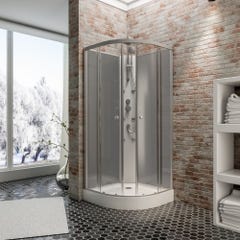 Schulte cabine de douche intégrale 85 x 85 x 225 cm, cabine de douche complète hydromassante, porte coulissante, jets de massage, alu-argenté, Rhodos