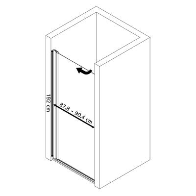 Schulte porte de douche pivotante, 90 x 192 cm, verre 5 mm transparent anticalcaire, sérigraphie Softcube, style industriel, profilé alu-naturé 2