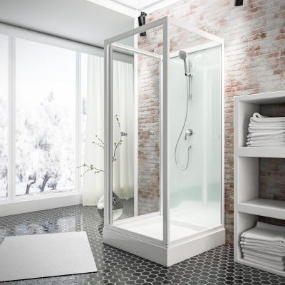 Cabine de douche intégrale, 80 x 80 x 210 cm, verre de sécurité 5 mm, cabine de douche complète, blanc alpin, Juist II, SCHULTE