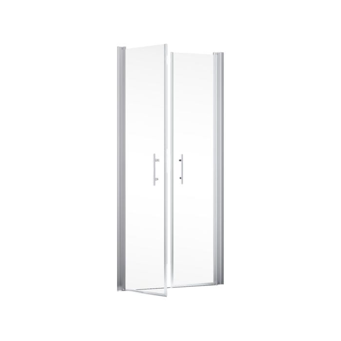 Schulte porte de douche 2 battants, porte de douche battante, 80 x 192 cm, verre 5 mm transparent anticalcaire, profilé aspect chromé 1