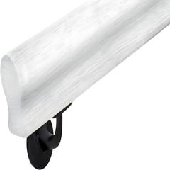 Main Courante en bois - Profil trou de serrure 47x75 mm - bois de hêtre - 270 cm - 1 couche d'apprêt blanc 0