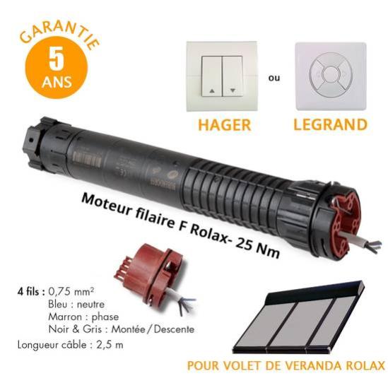 Moteur filaire ROLAX F - 25 Nm - Bubendorff 220030 - pour ROLAX V3 pour volet roulant Rolax Bubendorff Pièce détachée pour volet roulant Bubendorff