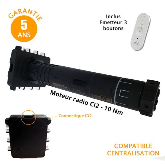 Moteur radio CI-2 - 10 Nm + télécommande Bubendorff