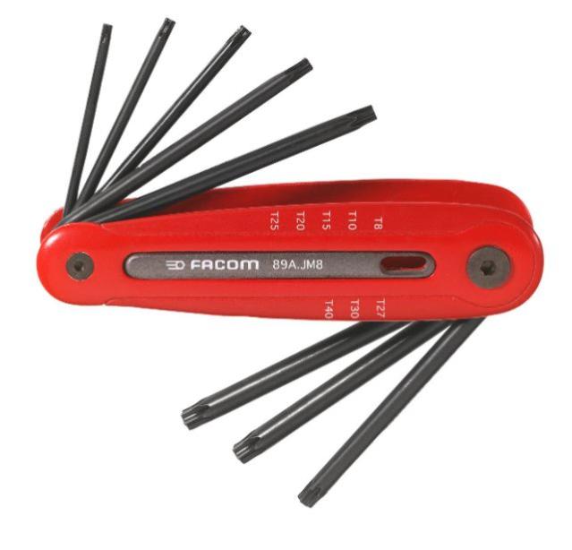 Jeu de 8 clés mâles Torx sur monture (T8-T10-T15-T20-T25-T27-T30-T40) - FACOM - 89A.JM8