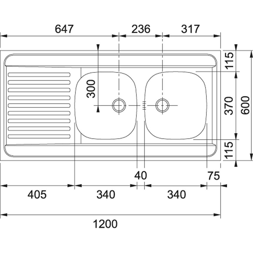 Evier inox à poser SPX 2 cuves avec égouttoir 1400x600 MAN 721-1400 - FRANKE - 901420