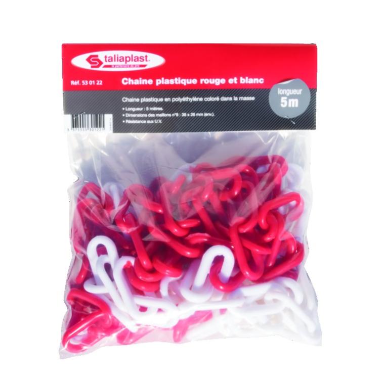 Chaine en plastique 5 m rouge / blanche N°8 - TALIAPLAST - 530122