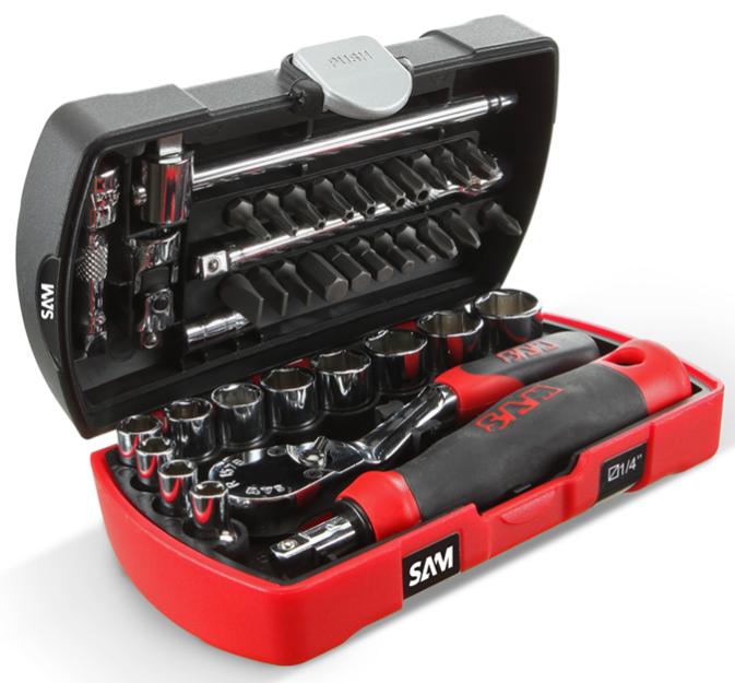 Coffret POCKET LIGHT 39 douilles et accessoires + pince - SAM OUTILLAGE - POCKET-RJZ