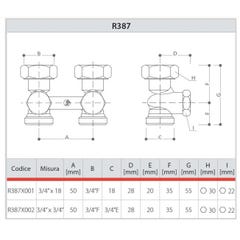 Robinet de radiateur droit bitube F 3/4 18 - GIACOMINI - R387X001 1