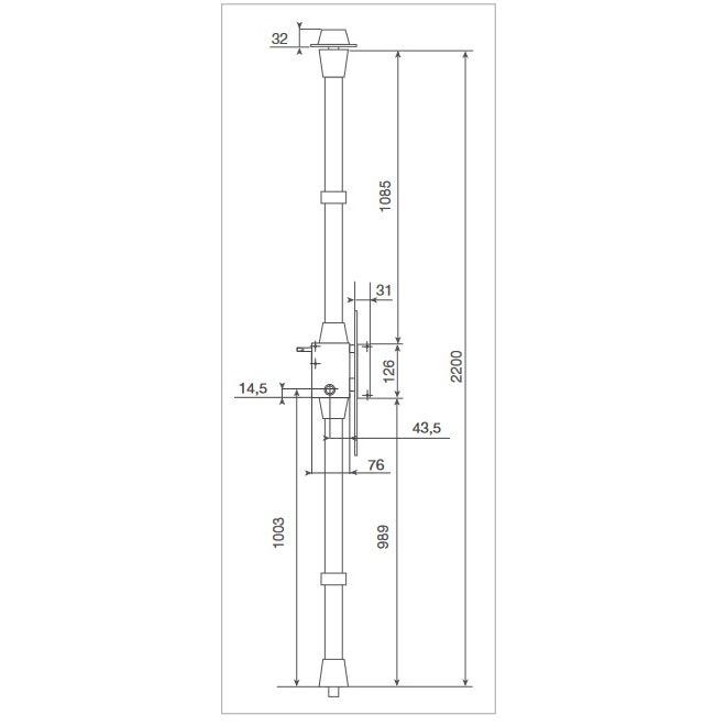 Mécanisme CAVITH 4571 A2P3 vertical tirage droit coloris or - ISEO - 9704VTCA01.5 2