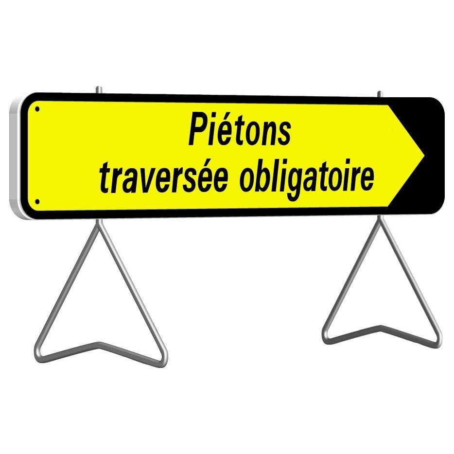 Panneau de signalisation de direction rectangulaire 1000x300mm 'Piétons traversée obligatoire' - TALIAPLAST - 526014 0