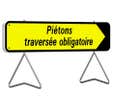 Panneau de signalisation réctangulaire 1000x300 mm 'Piétons traversée obligatoire' - TALIAPLAST - 526014