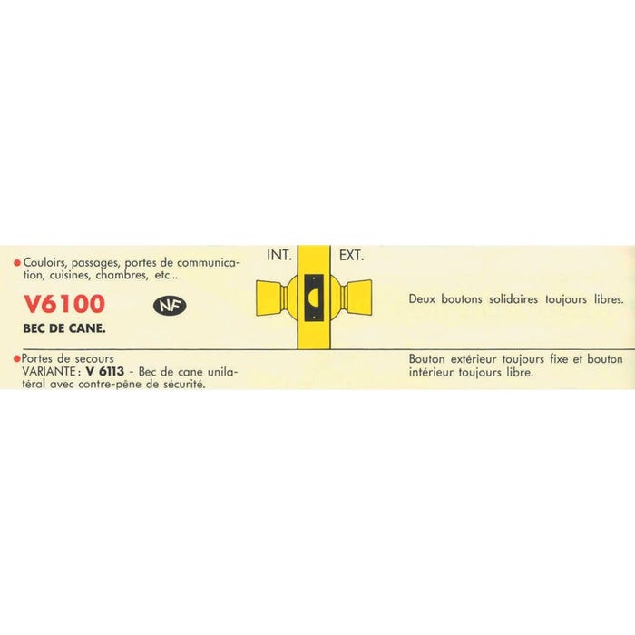 Serrure tubulaire Bouton standard axe 80 mm Inox - VACHETTE - 19023000 1