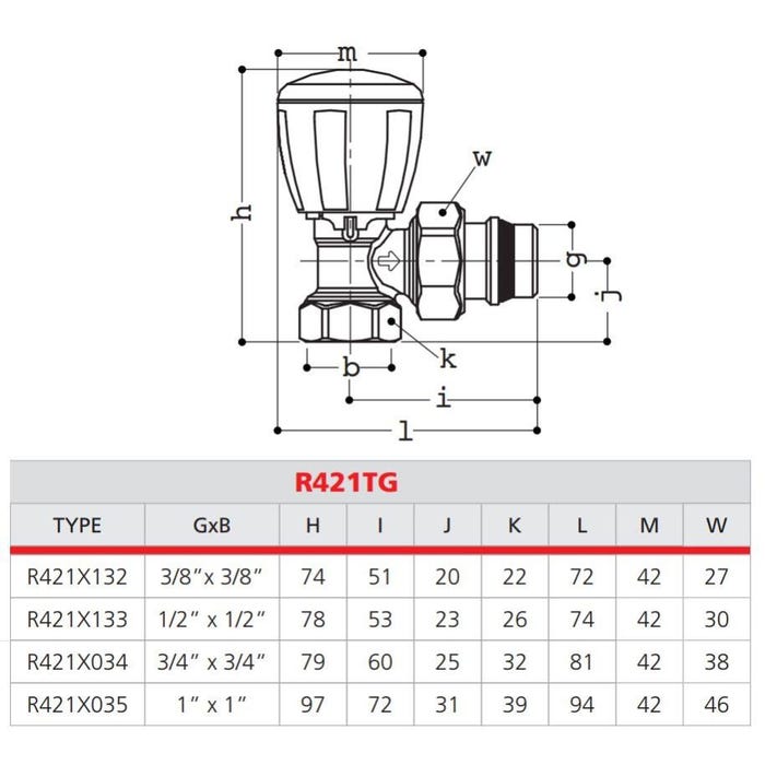 Robinet de radiateur thermostatique équerre 1'' - GIACOMINI - R421X035 1