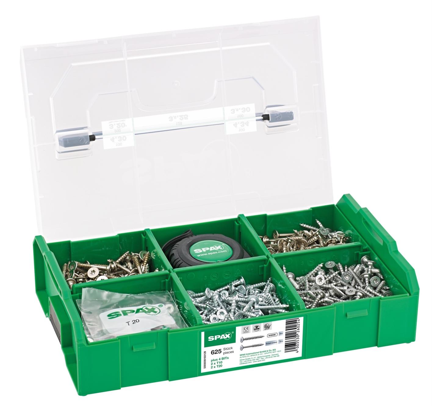 L-BOXX Mini avec vis pour meuble coffret de 625 + Mètre ruban - SPAX - 5000009160129