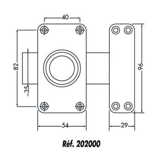 Verrou à bouton étroit VEGA cylindre de 45mm - JPM - 202000-01-0A 1