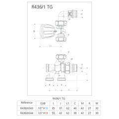 Robinet de radiateur monotube équerre 1/2 D18 - GIACOMINI - R436IX044 1