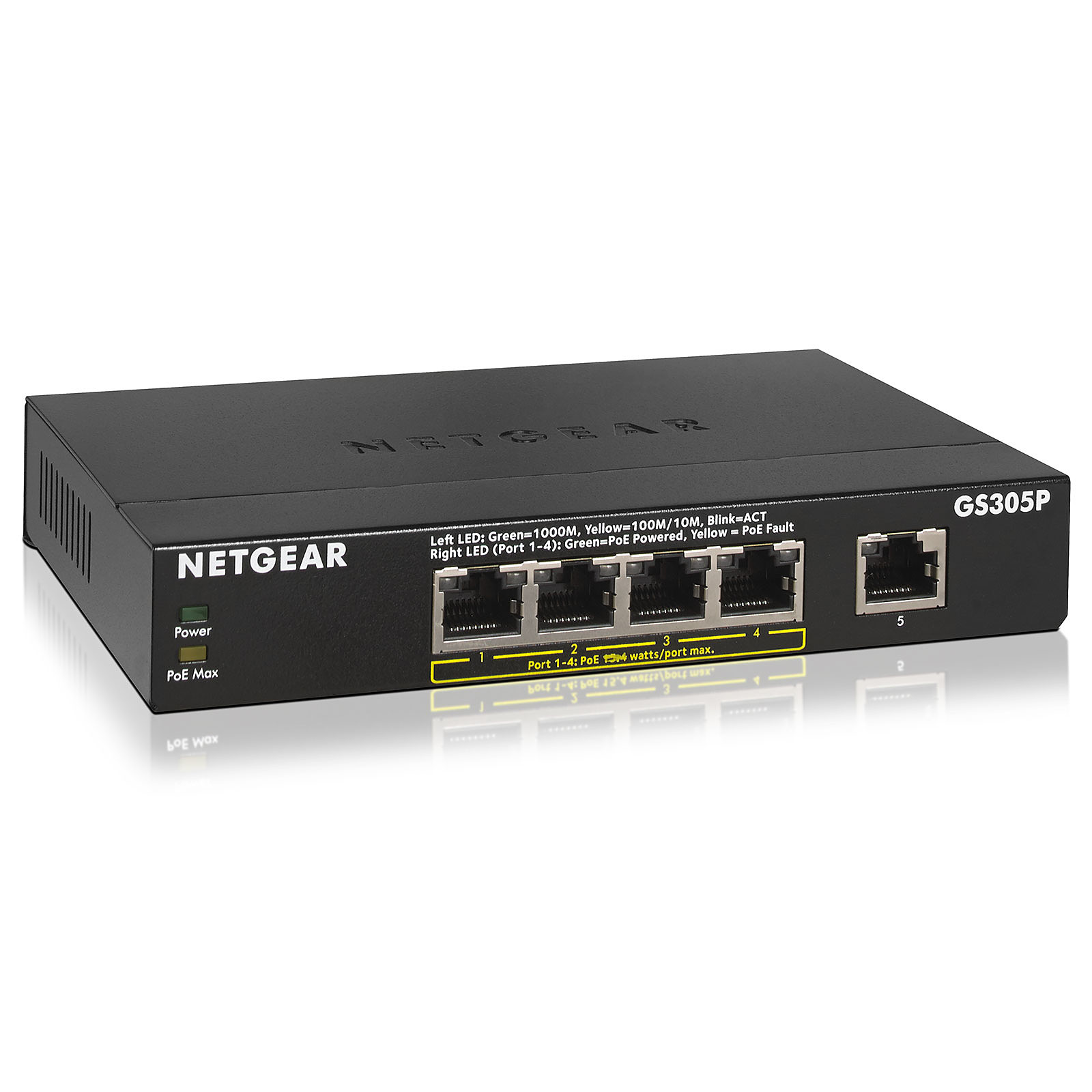 Switch Ethernet NETGEAR GS305P 5 ports dont 4 PoE+ 63W