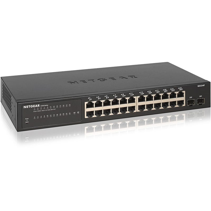 Switch Ethernet NETGEAR Gigabit S350 GS324T100EUS 24 Ports + 2 SFP Manageable 0