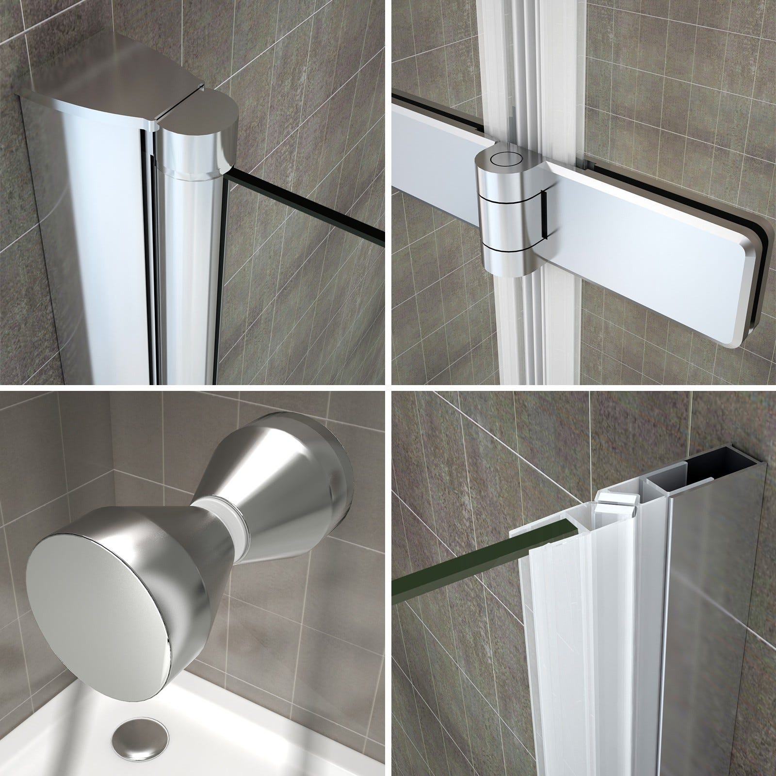 MONA Porte de douche pliante H 195 cm largeur réglable de 92 à 96 cm verre transparent 4