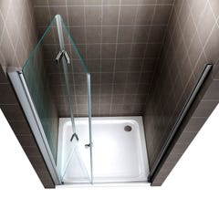 MONA Porte de douche pliante H 195 cm largeur réglable de 92 à 96 cm verre transparent 3
