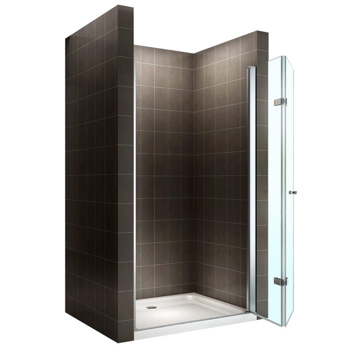 MONA Porte de douche pliante H 195 cm largeur réglable de 72 à 76 cm verre transparent 2
