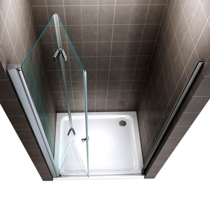 MONA Porte de douche pliante H 195 cm largeur réglable de 76 à 80 cm verre transparent 3