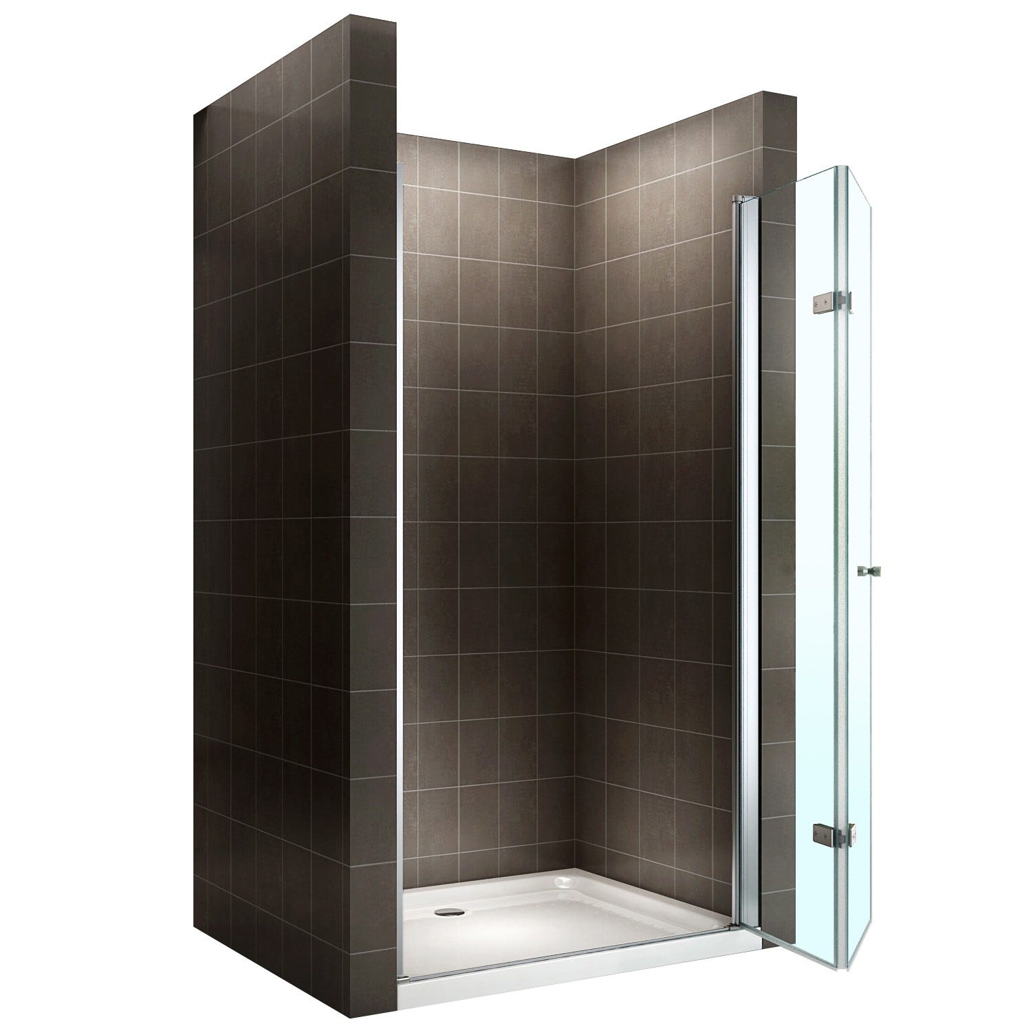 MONA Porte de douche pliante H 195 cm largeur réglable de 88 à 92 cm verre transparent 2