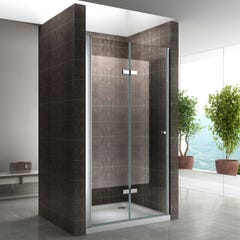MONA Porte de douche pliante H 195 cm largeur réglable de 88 à 92 cm verre transparent 0