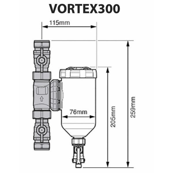 Filtre magnétique VORTEX300 M3/4" - SENTINEL : ELIMV300-GRP3 4M-EXP 1