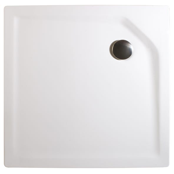 Schulte receveur de douche acrylique, 100 x 100 x 3,5 cm, effet blanc, carré, extra plat, à poser ou à encastrer, avec pieds, bac à douche 1